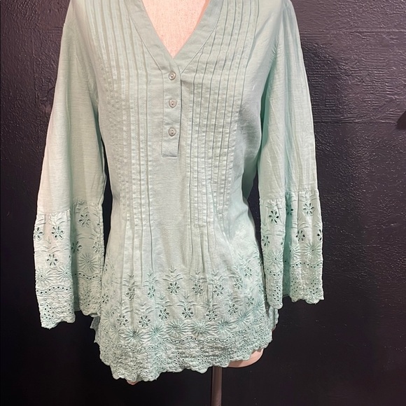 Mint Green Embroidered Women's Top - Picture 1 of 5